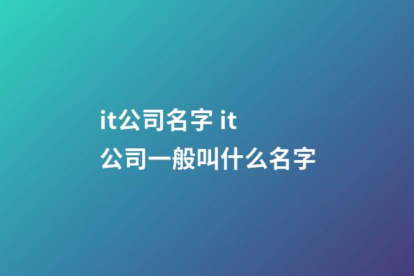 it公司名字 it公司一般叫什么名字-第1张-公司起名-玄机派